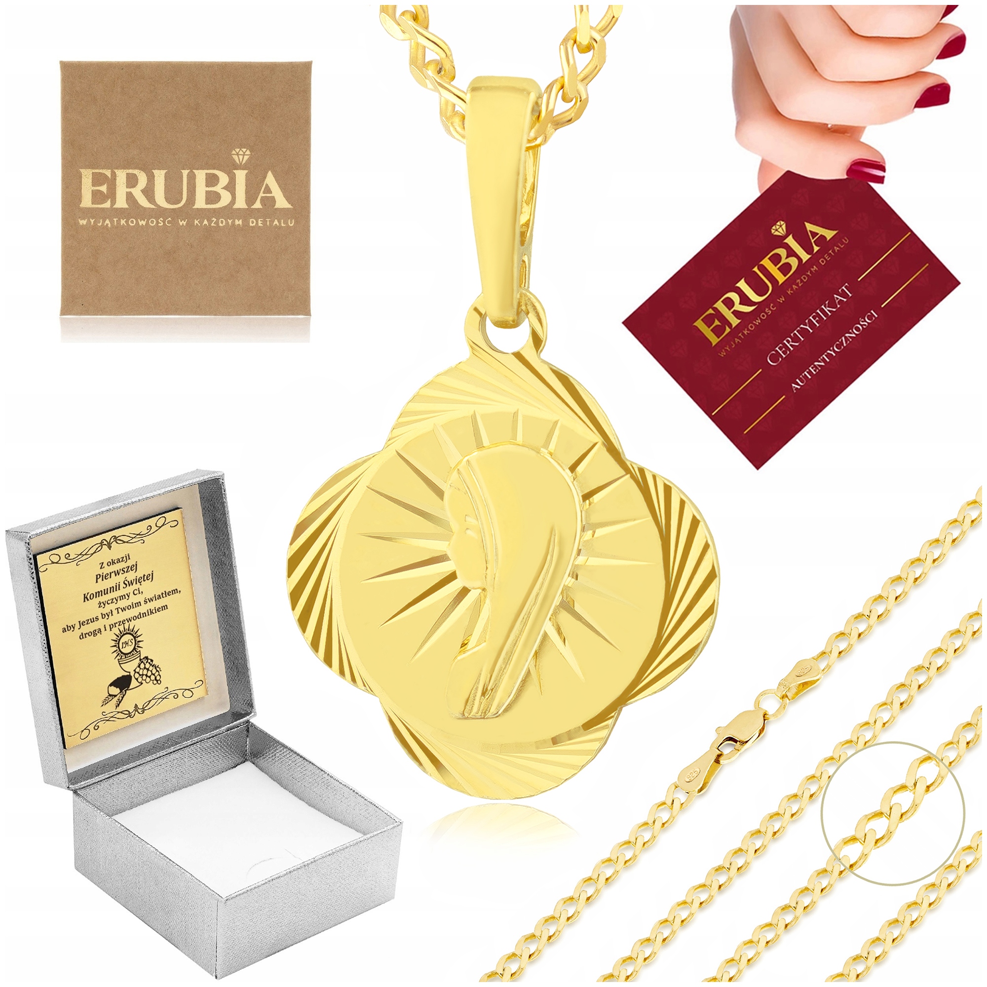 Dětské Šperky Zlatý Náhrdelník 585 925 Přívěsek Medailon Gravírování 50 CM