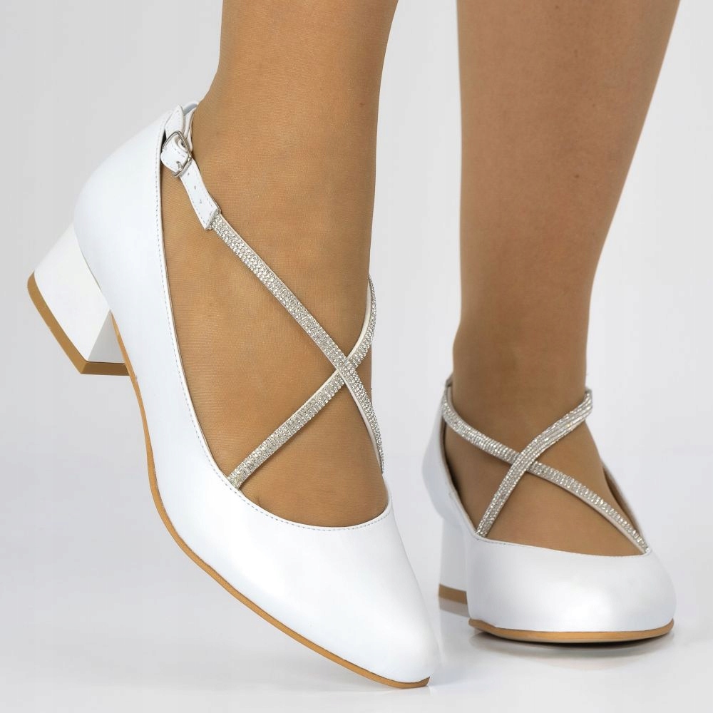 Jasné Elegantní Nízké Lodičky Dámské Svatební Boty Pásky Do Kříže 38