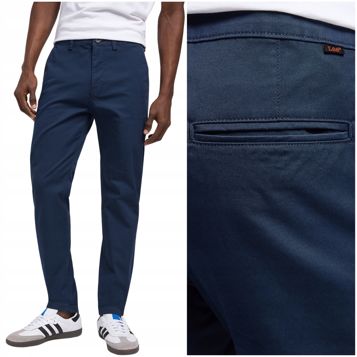 Lee Slim Chino Navy tmavě modré zúžené látkové kalhoty chinosy W38 L34