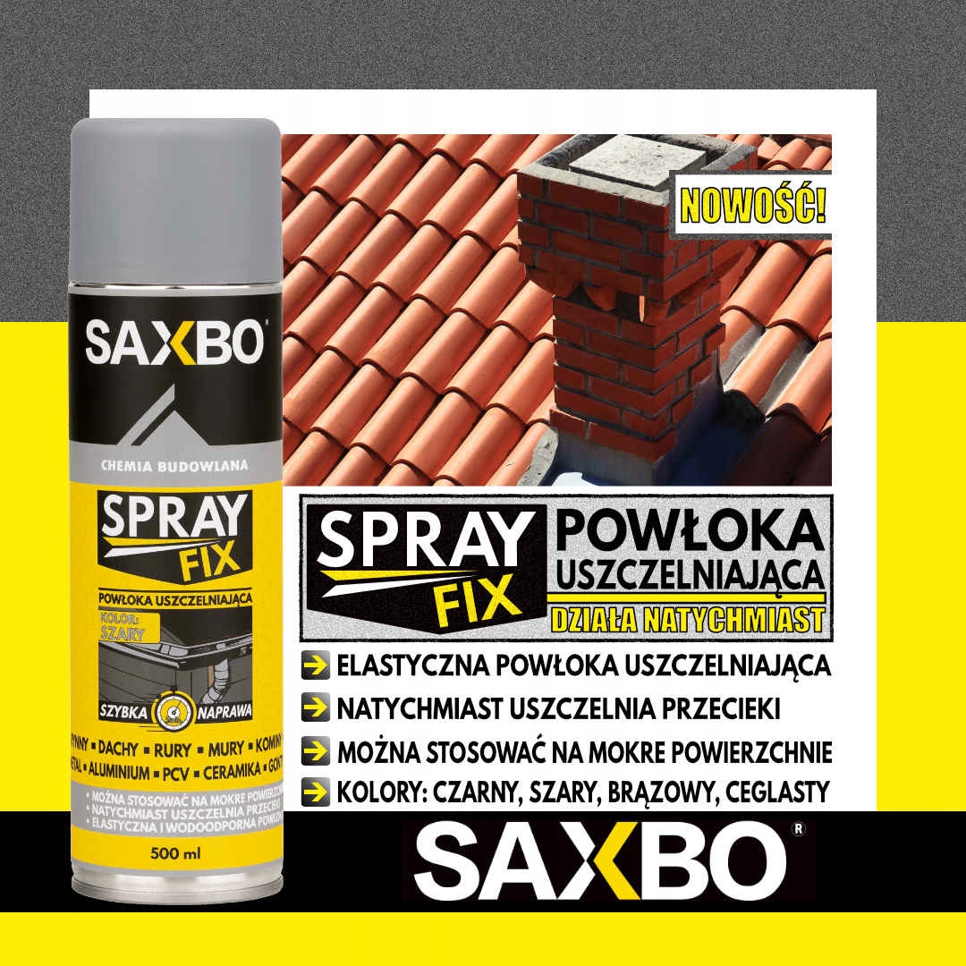 Guma w sprayu Spray FIX CZARNY SAXBO 500ml ZESTAW Marka inna