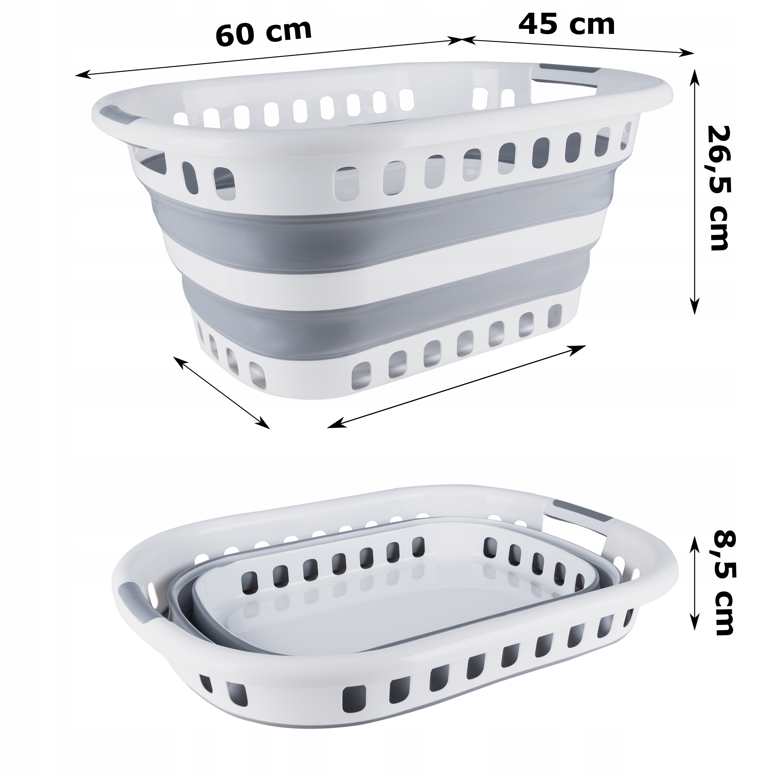DUŻY KOSZ NA PRANIE MISKA SKŁADANA SILIKONOWA Wysokość produktu 26 cm