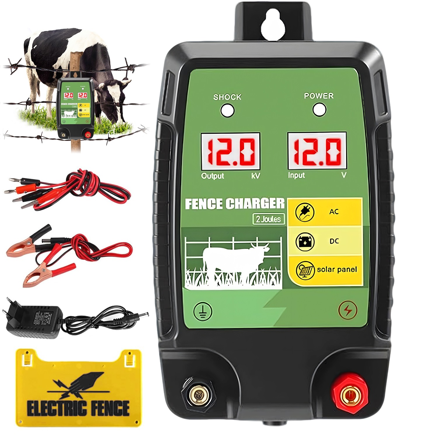Oplocení 12V Pastuch Výkon 1.5J 2J Napájení Solární Baterie Ac
