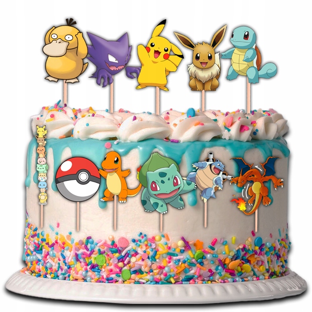 TOPPER POKEMON NA TORT BABECZKI POSTACI 11 sztuk Wysokość produktu 10 cm