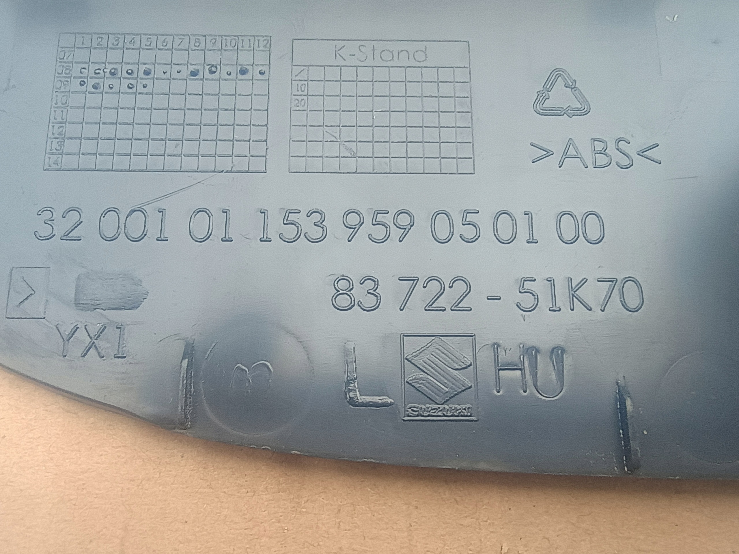 control panel of the window 83722-51K70 SUZUKI SPLASH AGILA B
