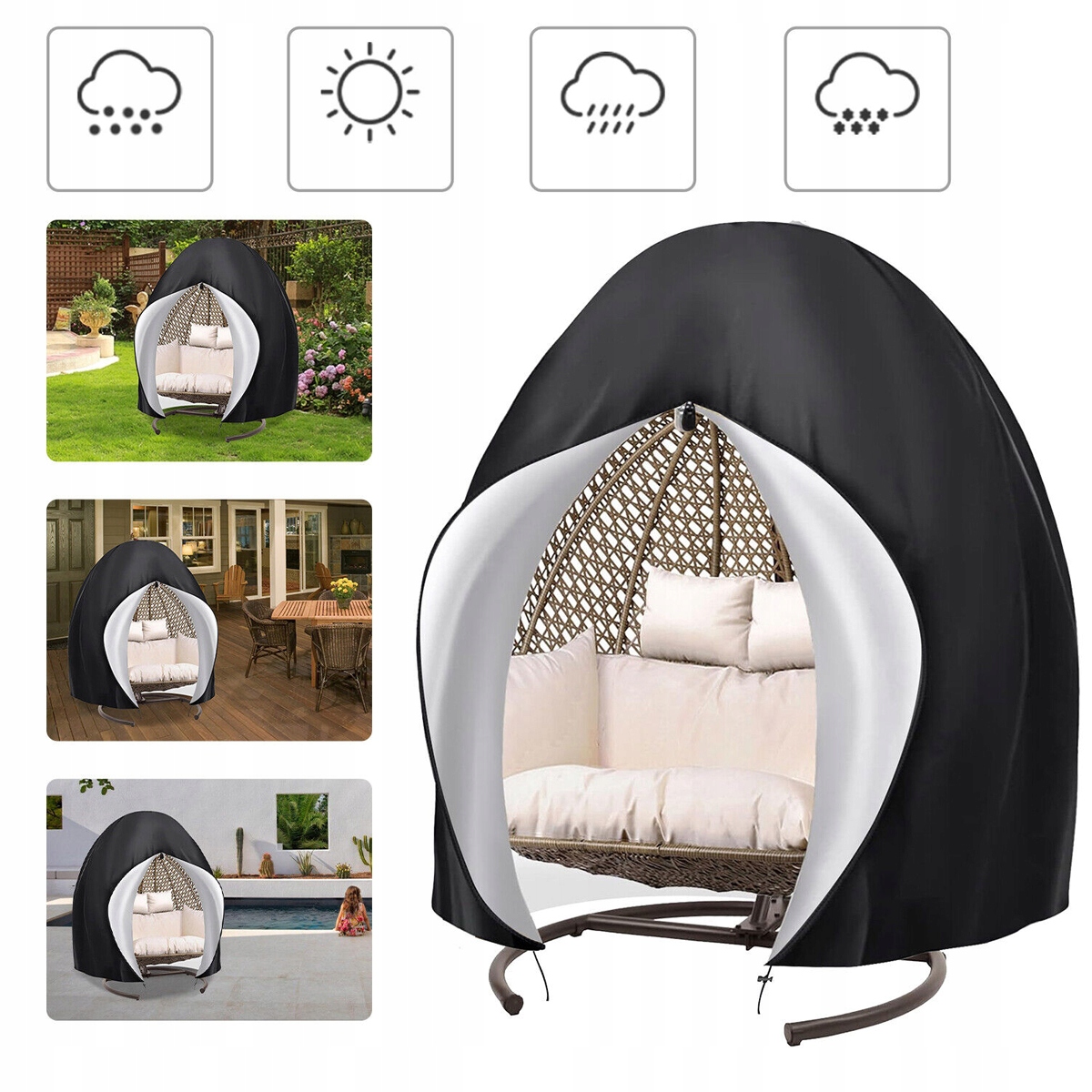 230x200cm Pokrowiec na kosz fotel wiszący kokon Huśtawka Ogrodowa Etui