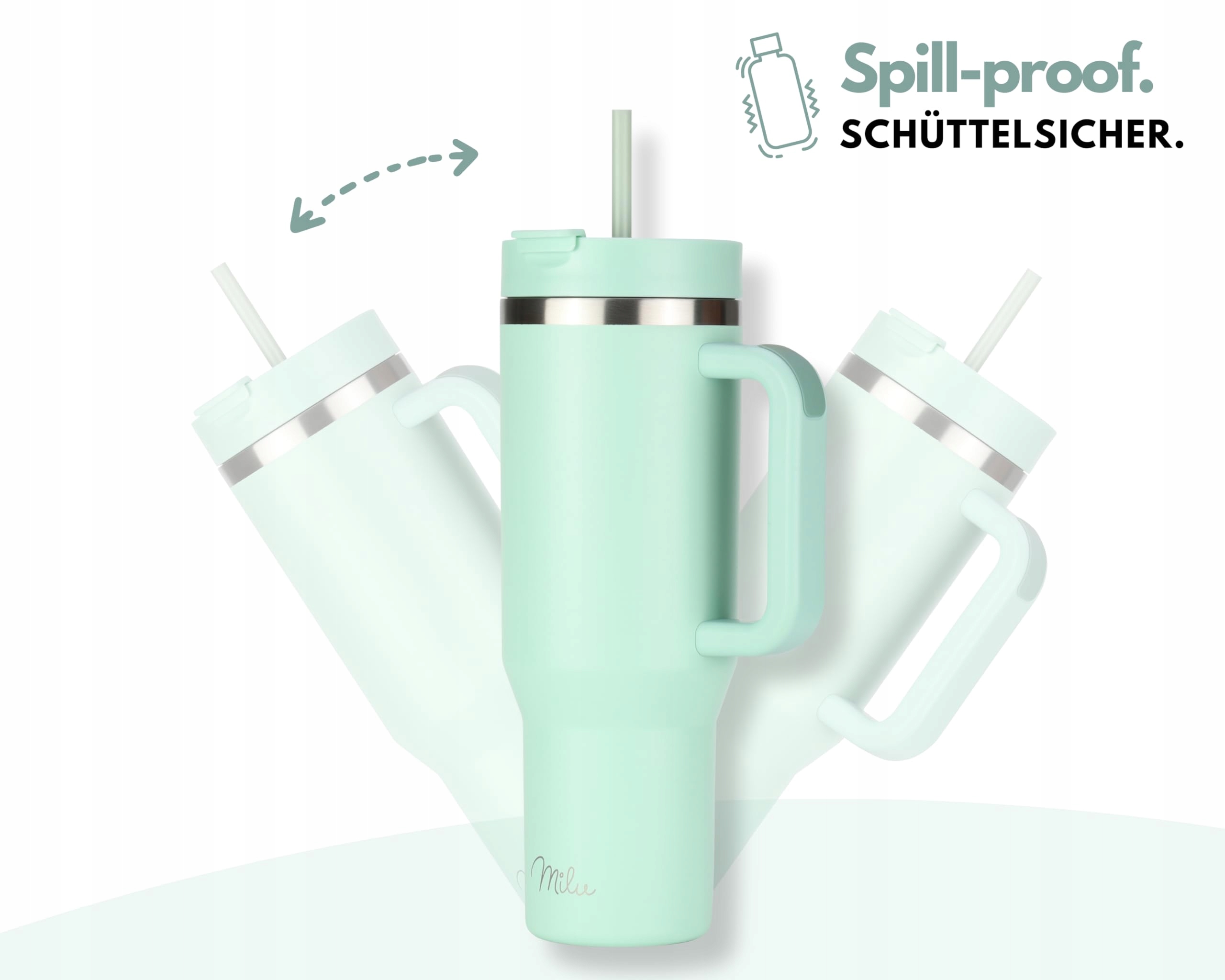 MILU Kubek Termiczny 1200ml Ze Słomką I Uchem — miniatura 6