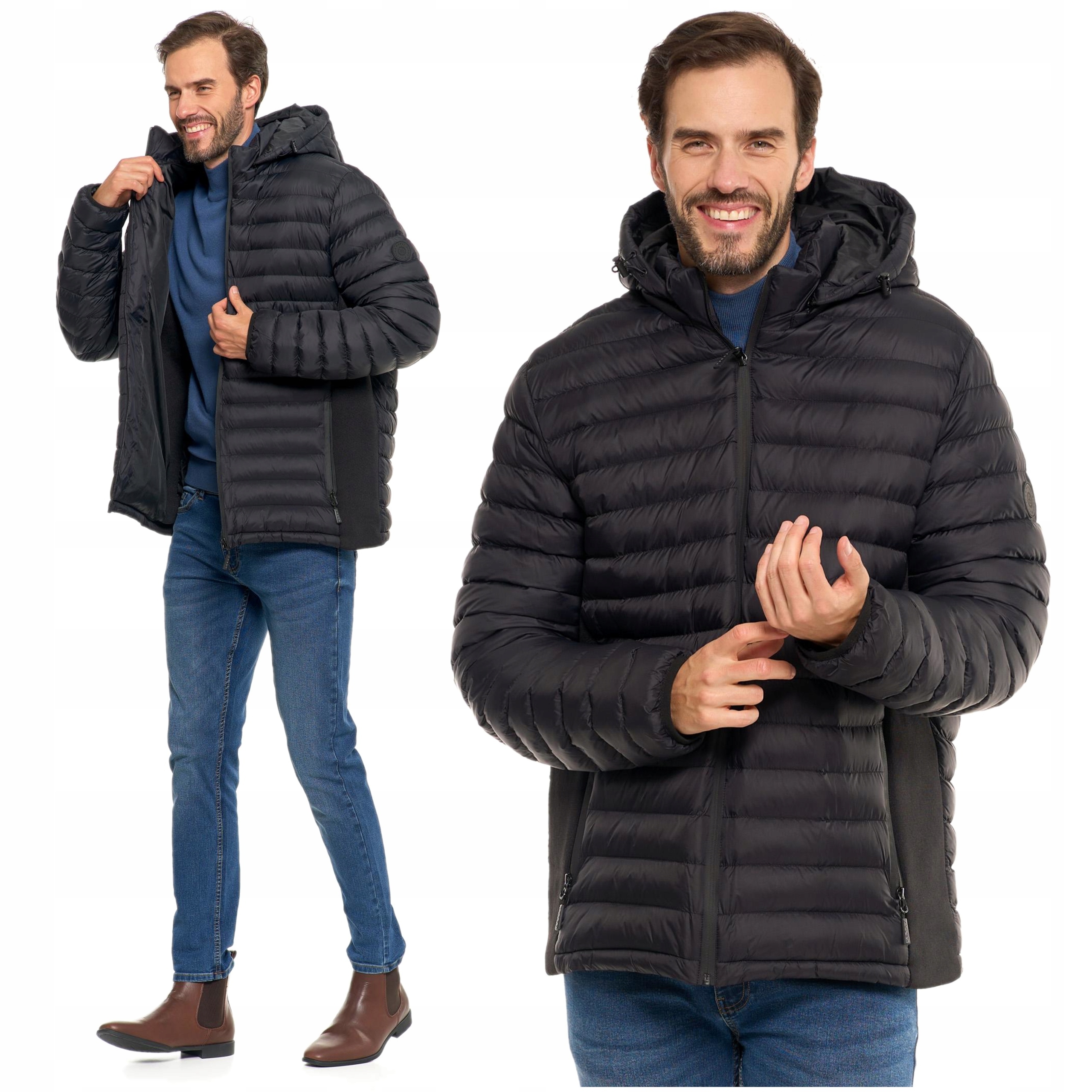 Pánská prošívaná přechodová bunda na podzim s odnímatelnou kapucí Moraj XL