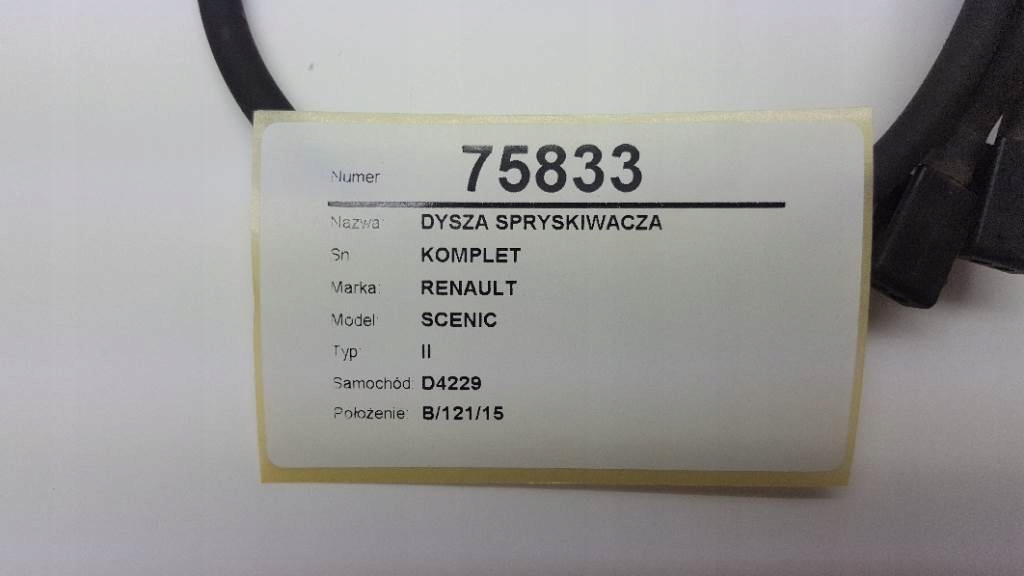 DYSZA SPRYSKIWACZA MASKI SZYBY RENAULT SCENIC II Typ samochodu Samochody osobowe