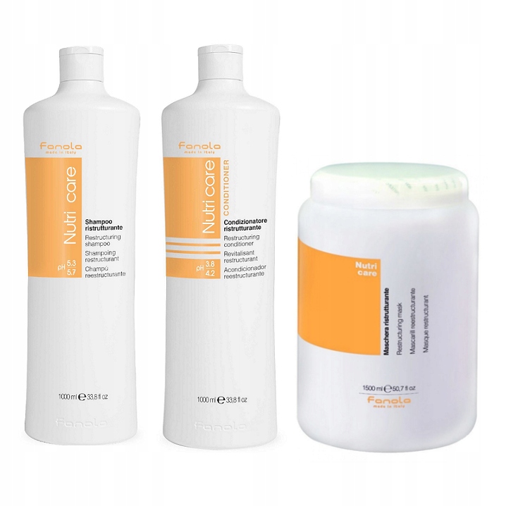 Fanola Nutri Care szampon 1000 ml odżywka 1000 ml maska 1500 ml zestaw