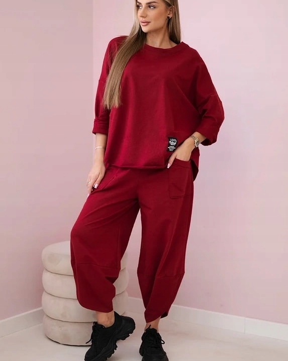 Komplet bawełniany bluza plus spodnie oversize Moda Włoska Marka Kesi
