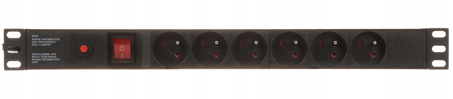 LISTWA ZASILAJĄCA RACK PRZECIWPRZEPIĘCIOWA 6 GNIAZD 230 V PRZEDŁUŻACZ 1.8 m