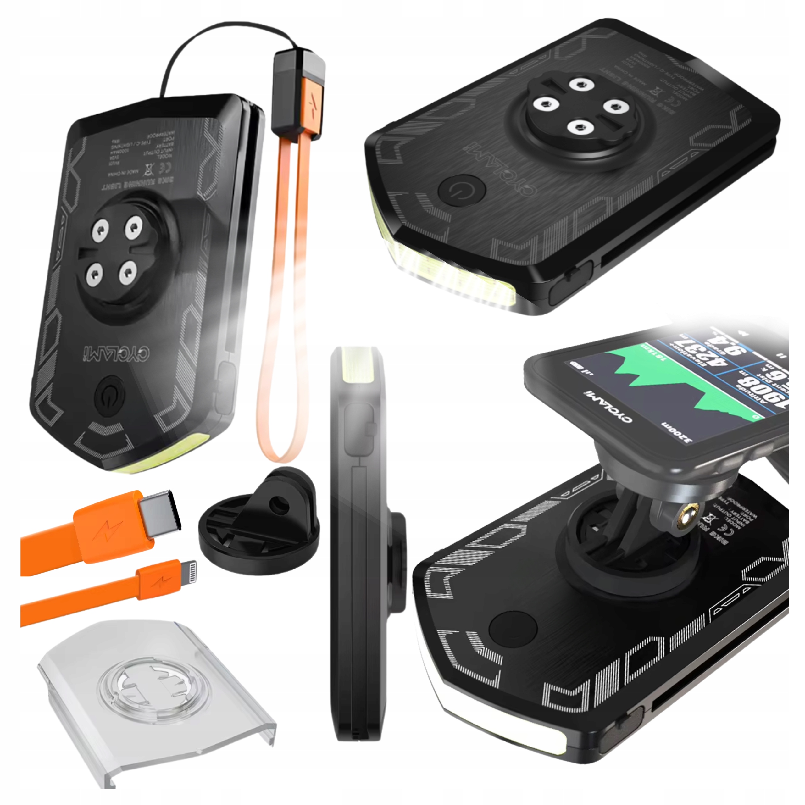 Led Světlo na Kolo s Powerbankou 5000mAh, Hliníkové, Přední, IPX6