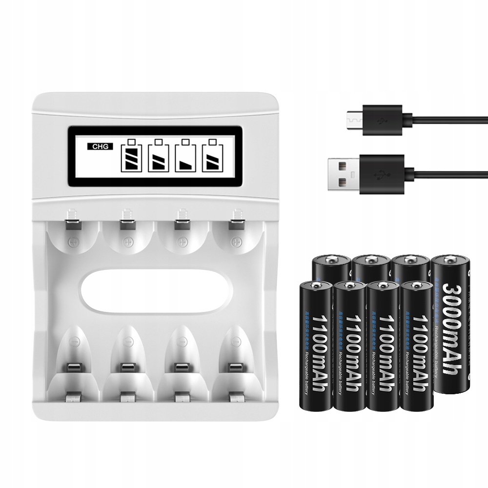 4ks 1,2V Aa dobíjecí baterie 4ks Aa baterie R3 R6 Ni-MH nabíječka