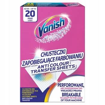 VANISH chusteczki do prania 10szt 20 prań