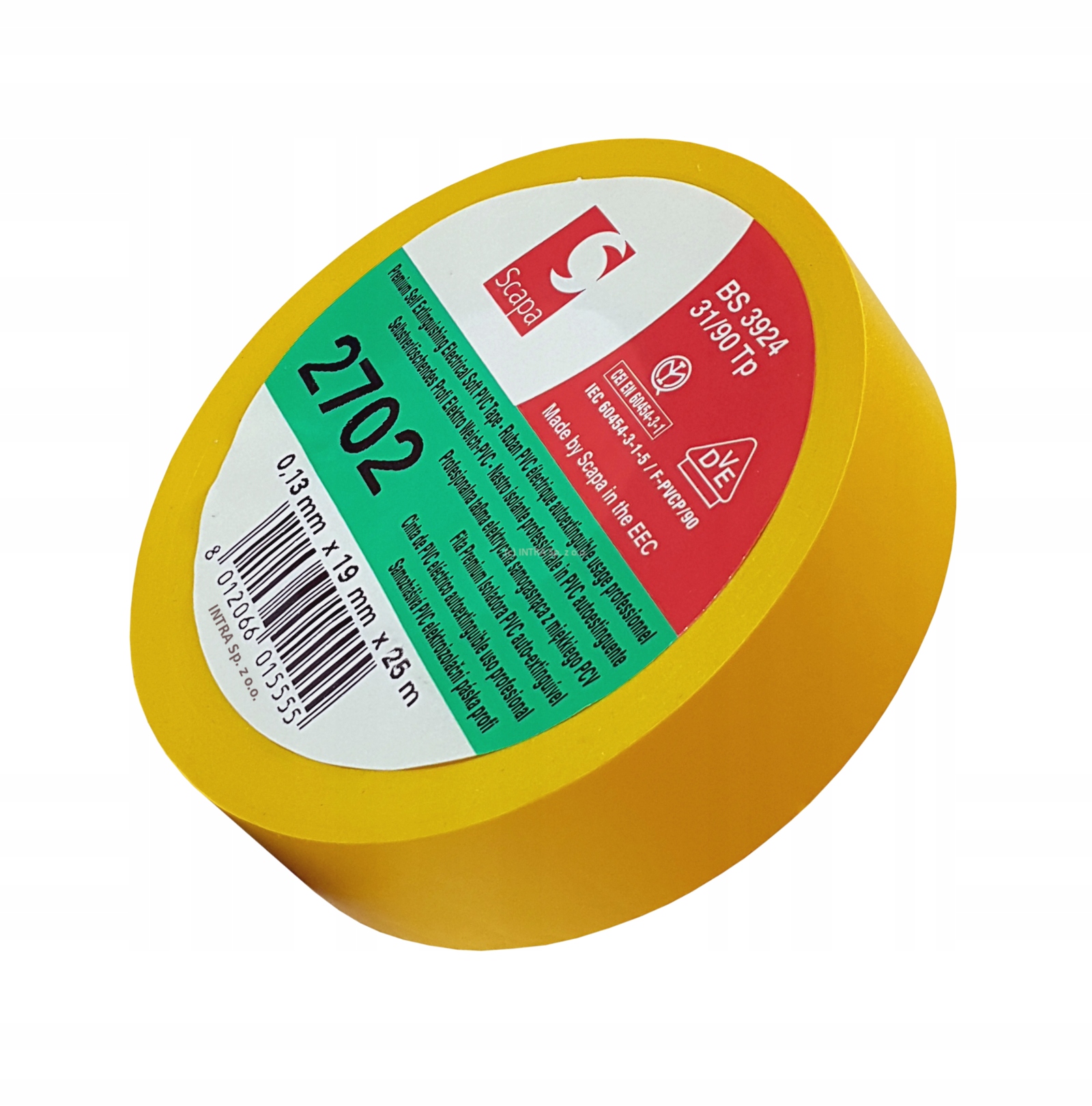 Taśma izolacja Scapa 2702 19mm 25m Vde żółta