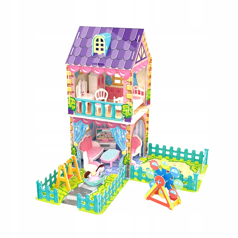 

Domek dla lalek składany puzzle 3d mebelki