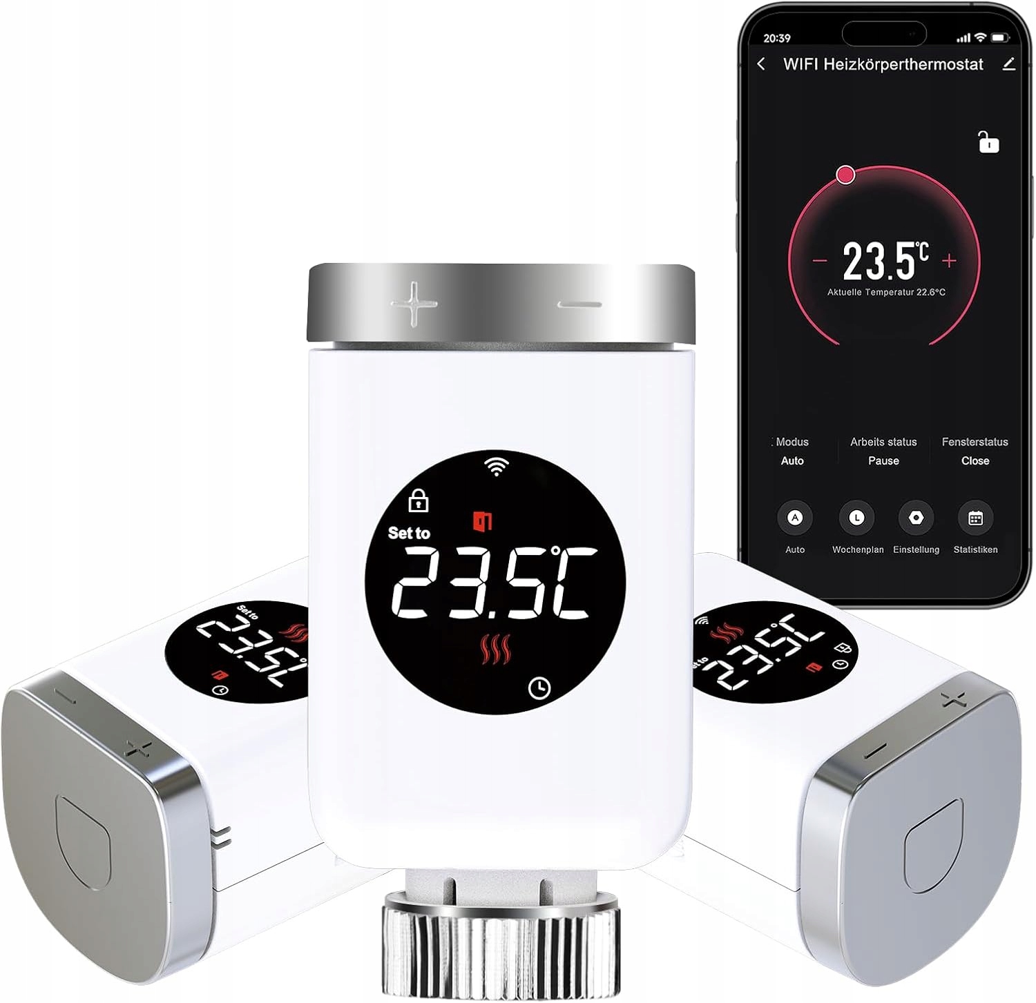 Sada 3 termostatov WiFi Salcar TRV801W Alexa/Google Tuya bez brány