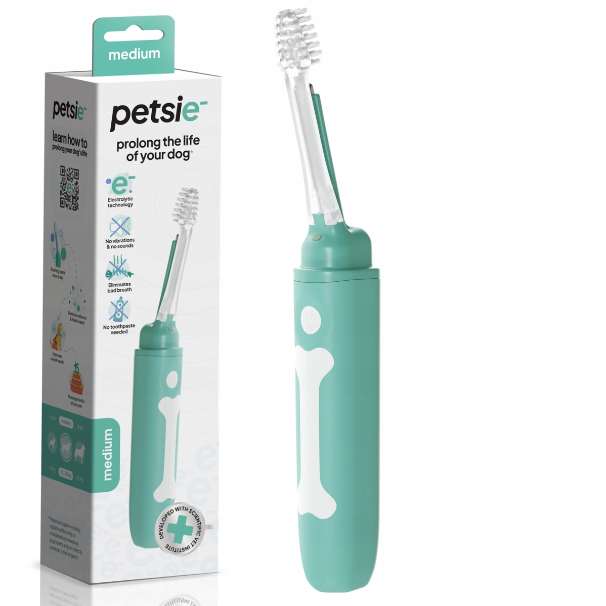 Szczoteczka do zębów dla psa Petsie dla średnich psów od 10kg do 20kg