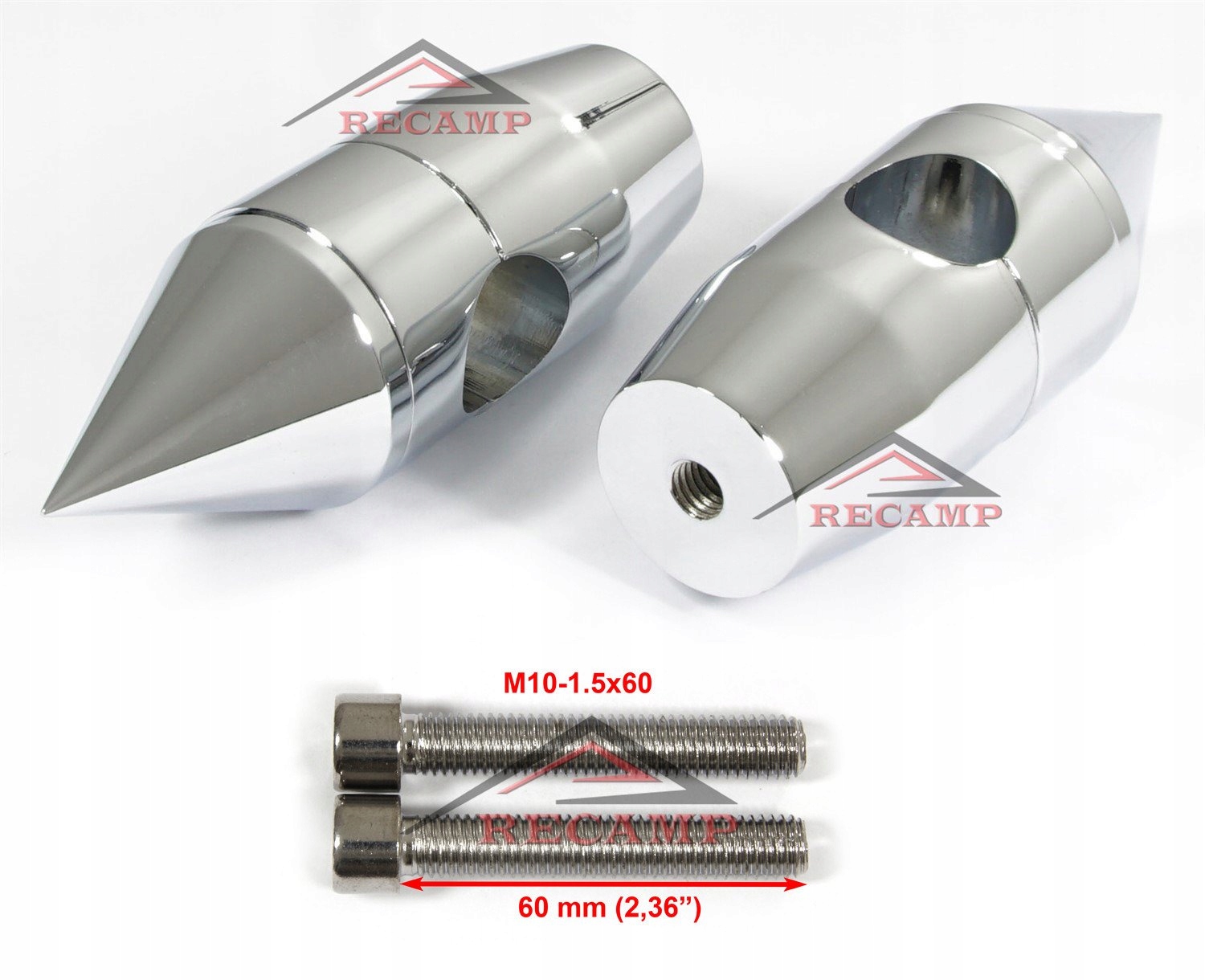 Risery kierownicy calowe 25 4 chromowane polki M10 Part number risery R S M10