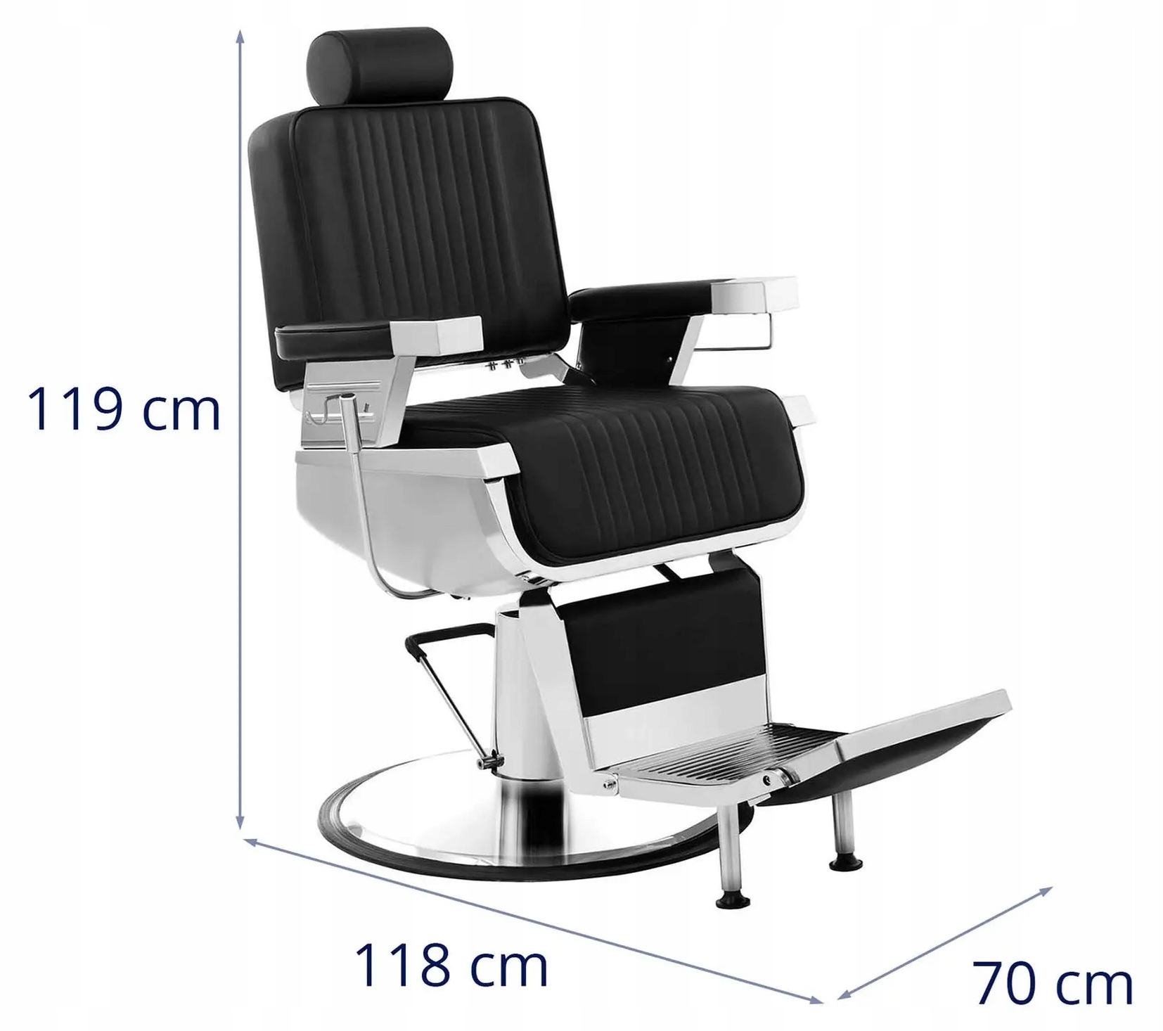 Fotel fryzjerski czarny skóra sztuczna 70 cm Physa Luxuria Black 10040050