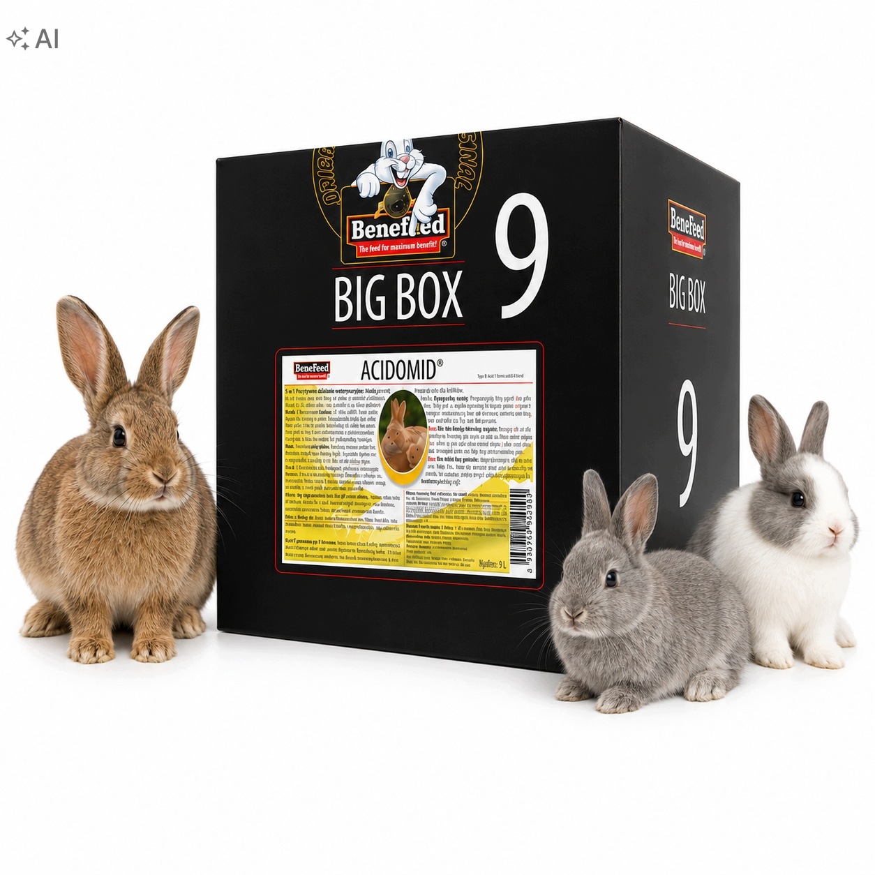 Acidomid Králík 9L Big Box 9x1L Okyselovač vody Kokcidióza Benefeed Střeva