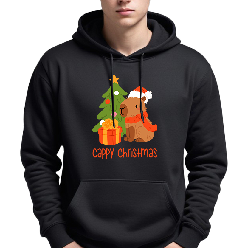 Mikina S Kapucí Černá Hoodie Vánoční Dárek Cappy Christmas Vel XXL