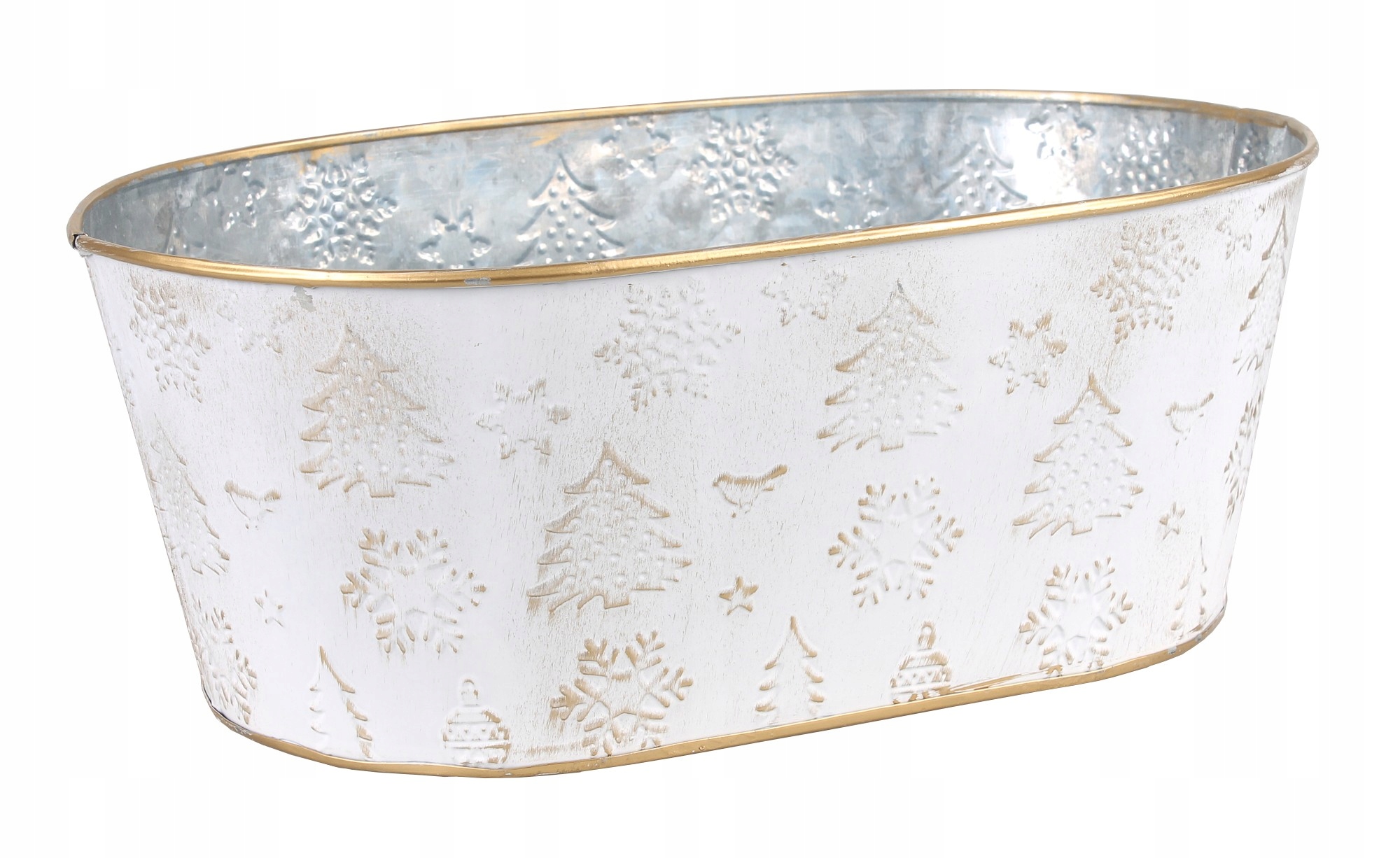 

Owalny Metalowy Koszyk Ze Świątecznym Motywem