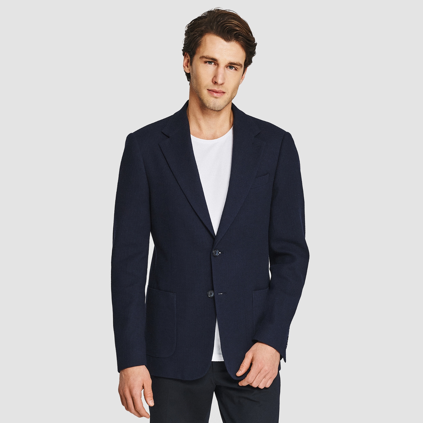 Tmavě modrá elegantní sako Slim s vlnou Pako Lorente vel