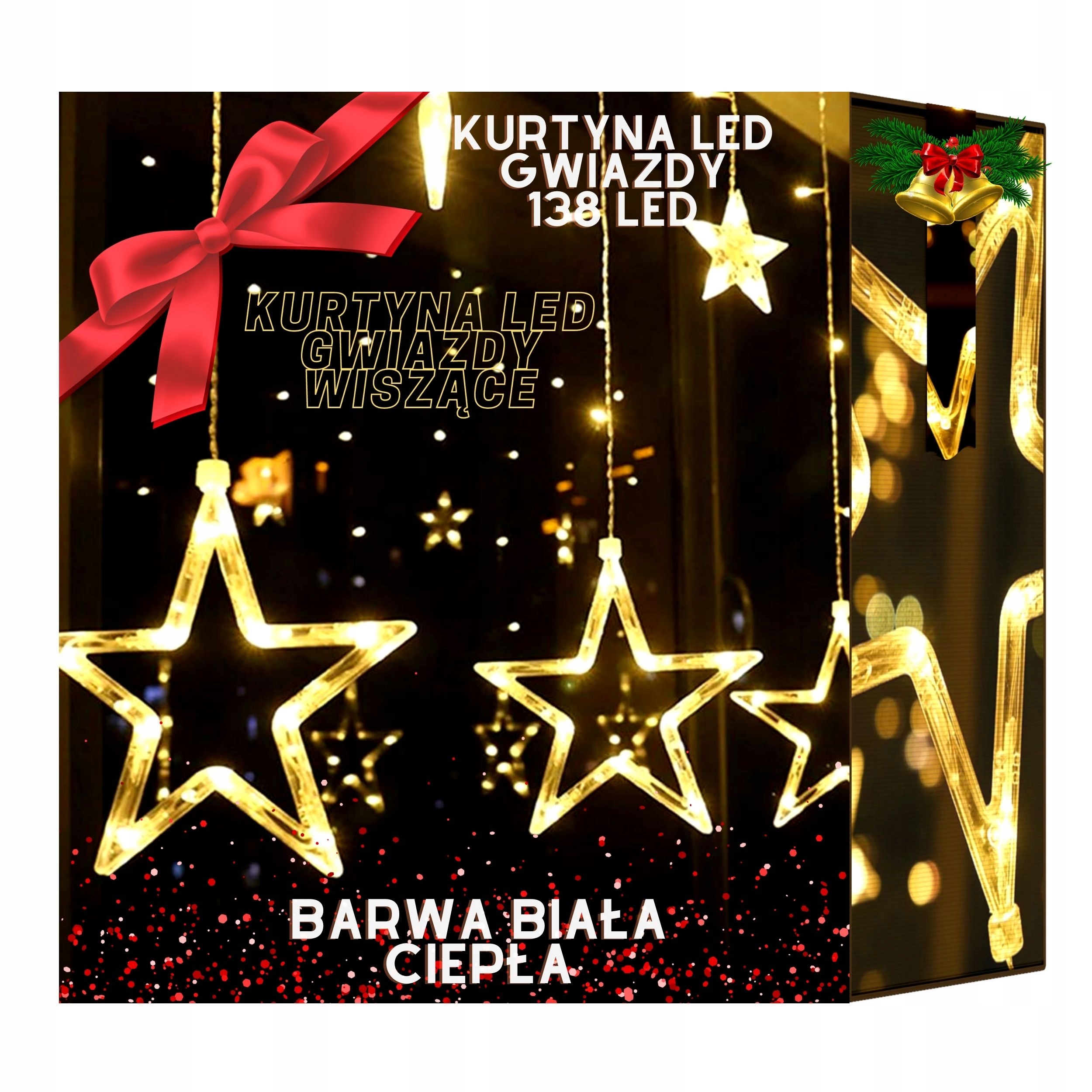 

Lampki Choinkowe Gwiazdy Gwiazdki Kurtyna Okienna