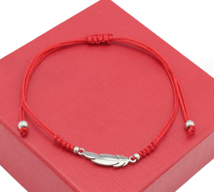 

Bransoletka Czerwona Srebrne Piórko Stal 316 L