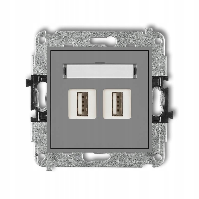 Karlik Mini šedý mat zásuvka 2xUSB-A A
