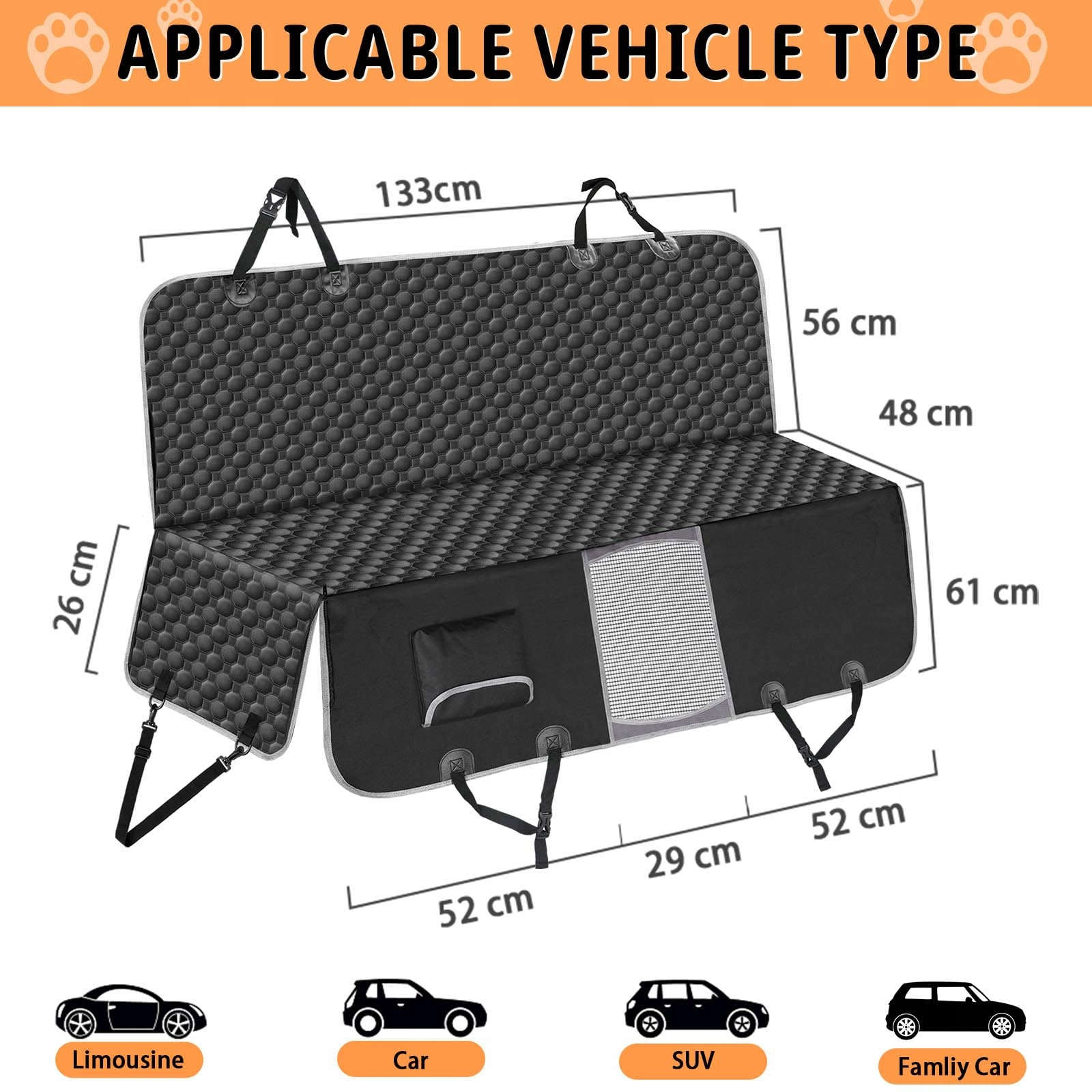 TAYGEER Wodoodporna Mata Dla Psa Na Tylną Kanapę Samochodu SUV 145x136 cm — miniatura 2