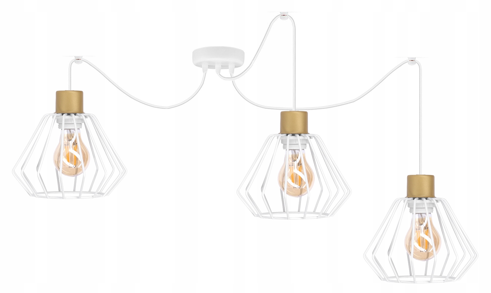 Závěsné stropní svítidlo lustr Wire bílá zlatá stropní lampa do obývacího pokoje