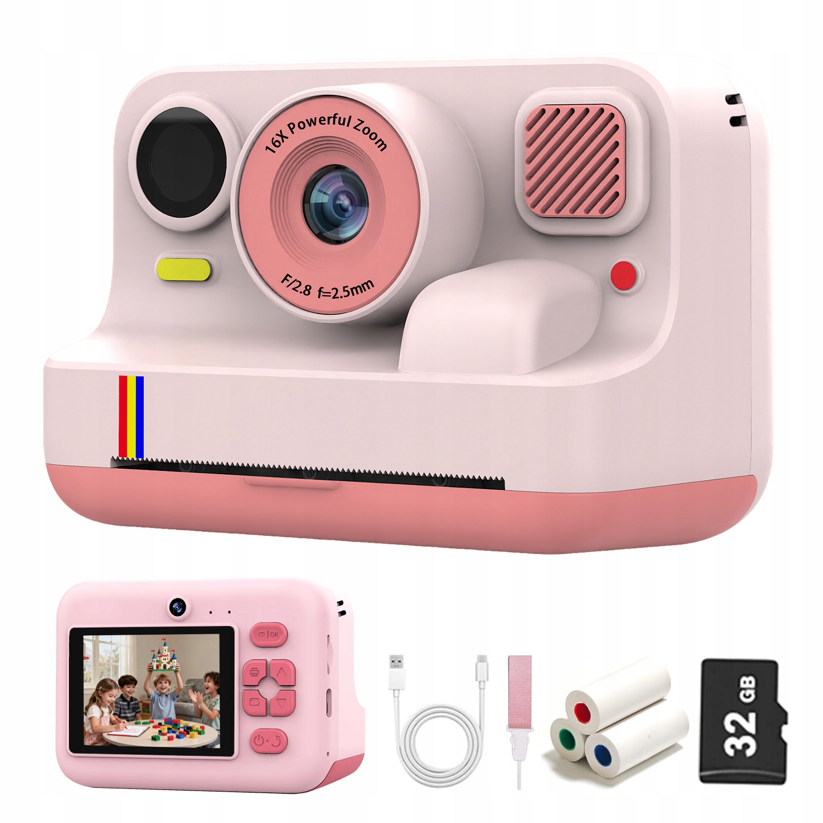 Dětská Tiskárna Instantních Fotoaparátů, Růžová