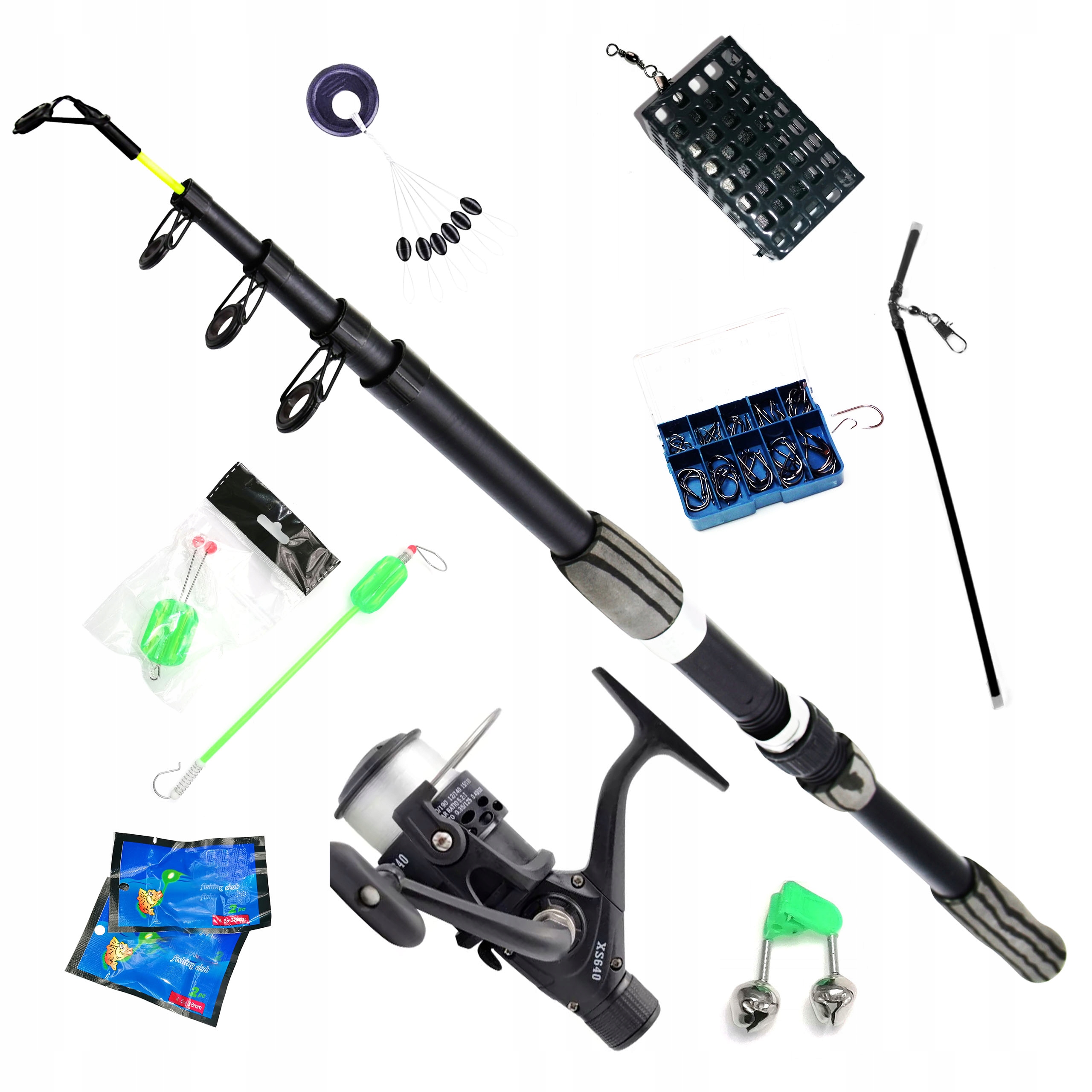 Teleskopická rybářská sada Tr CL 300 cm a naviják s vlascem