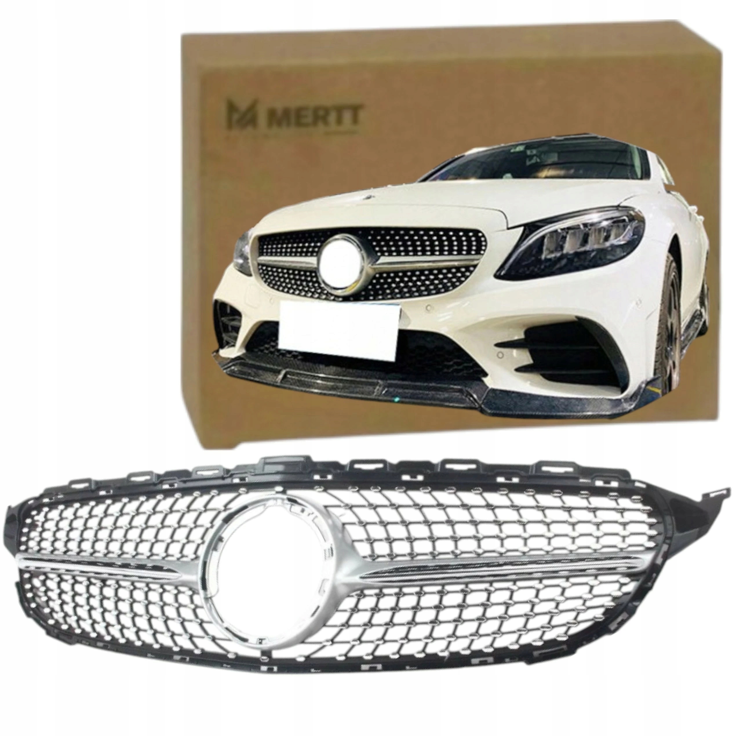 Gril Atrapa Přední Části Chladiče Diamond Chrom Mercedes C W205 Lift 2019-2021