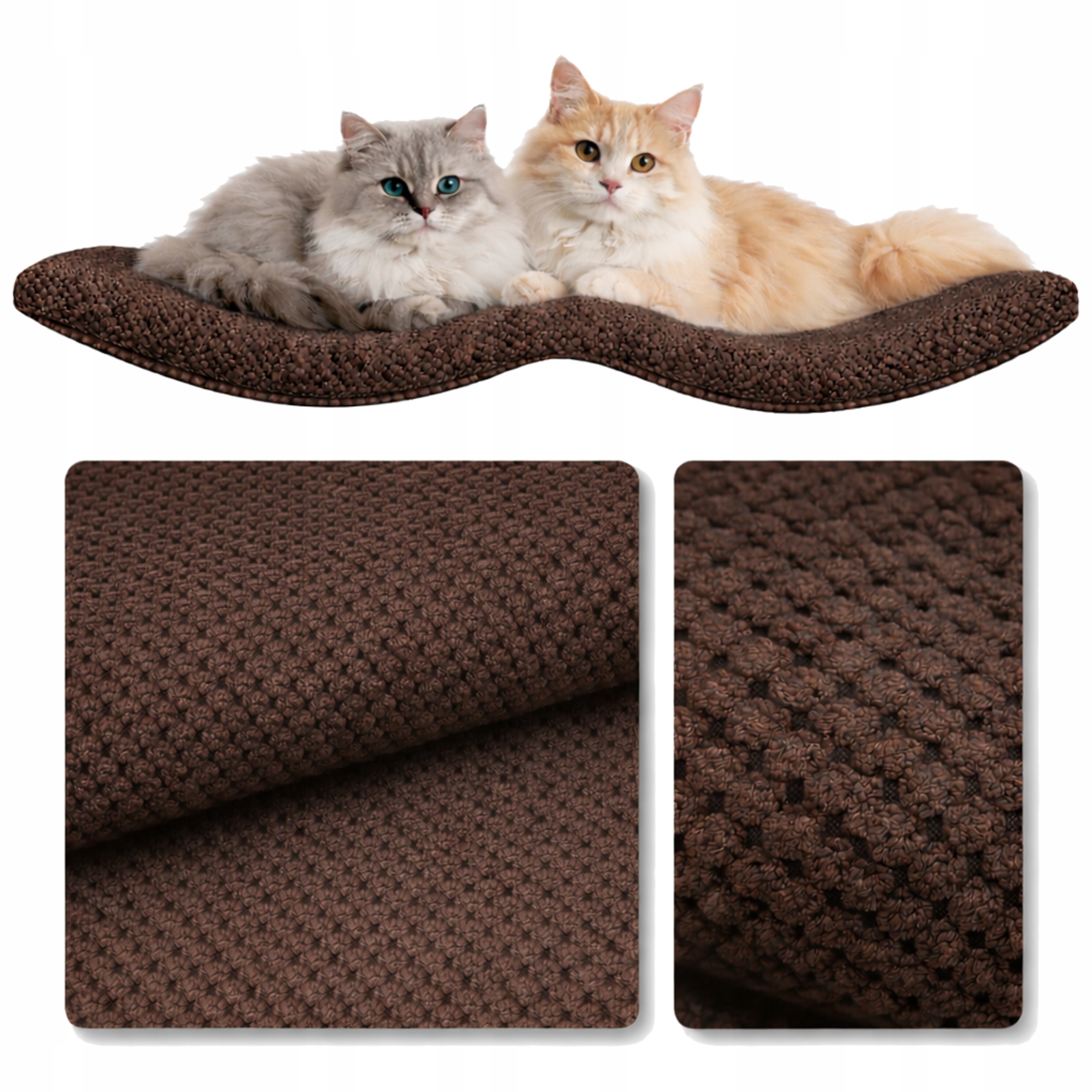 Levně Pelíšek Nástěnná Polička Pro Kočky Dvojitý Oblouk 100x32x4 Dot Dark Chocolate