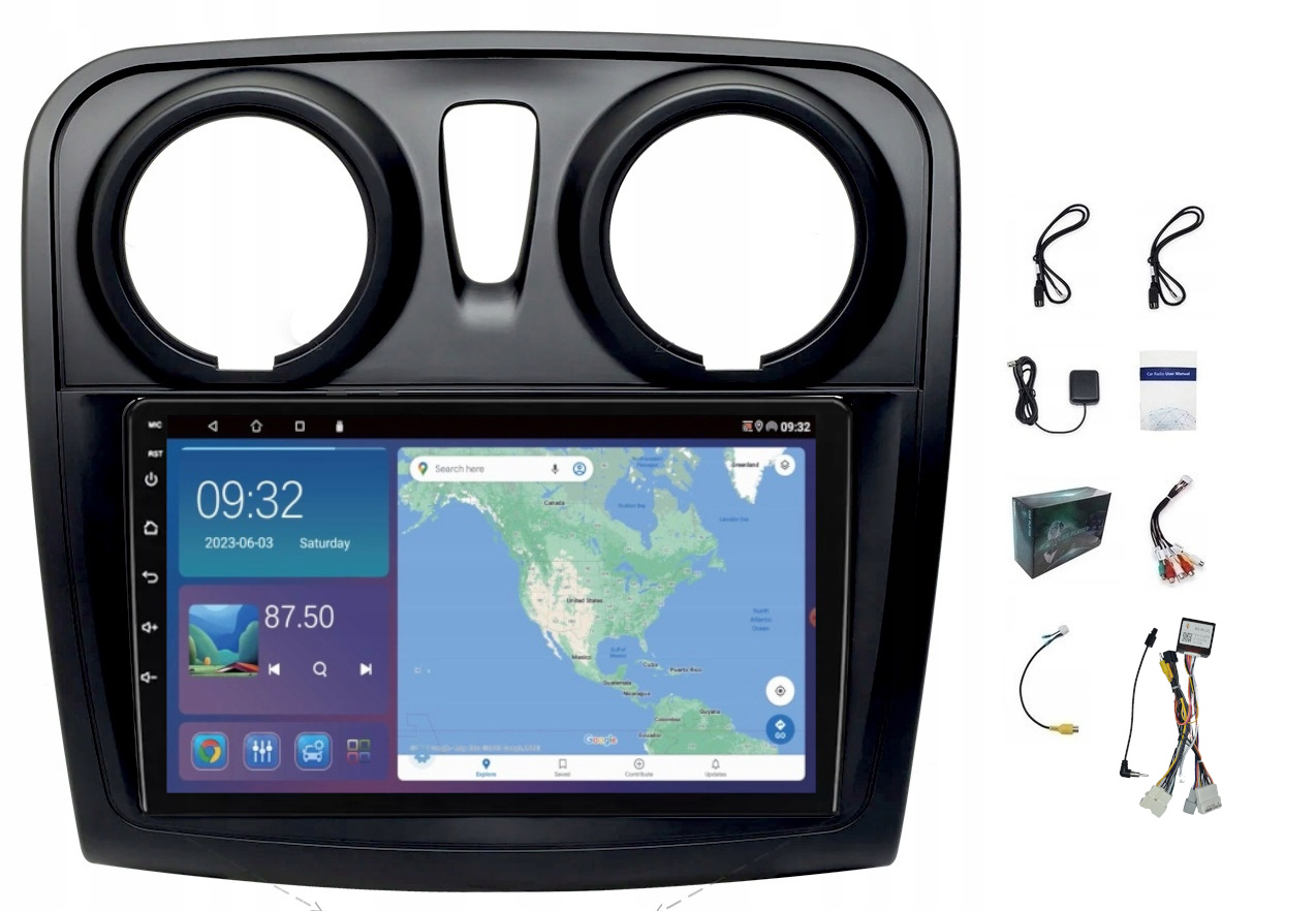 Rádio Navigácia Gps Dacia Logan Sandero 2012-19 Wifi Carplay Usb 4GB 64GB