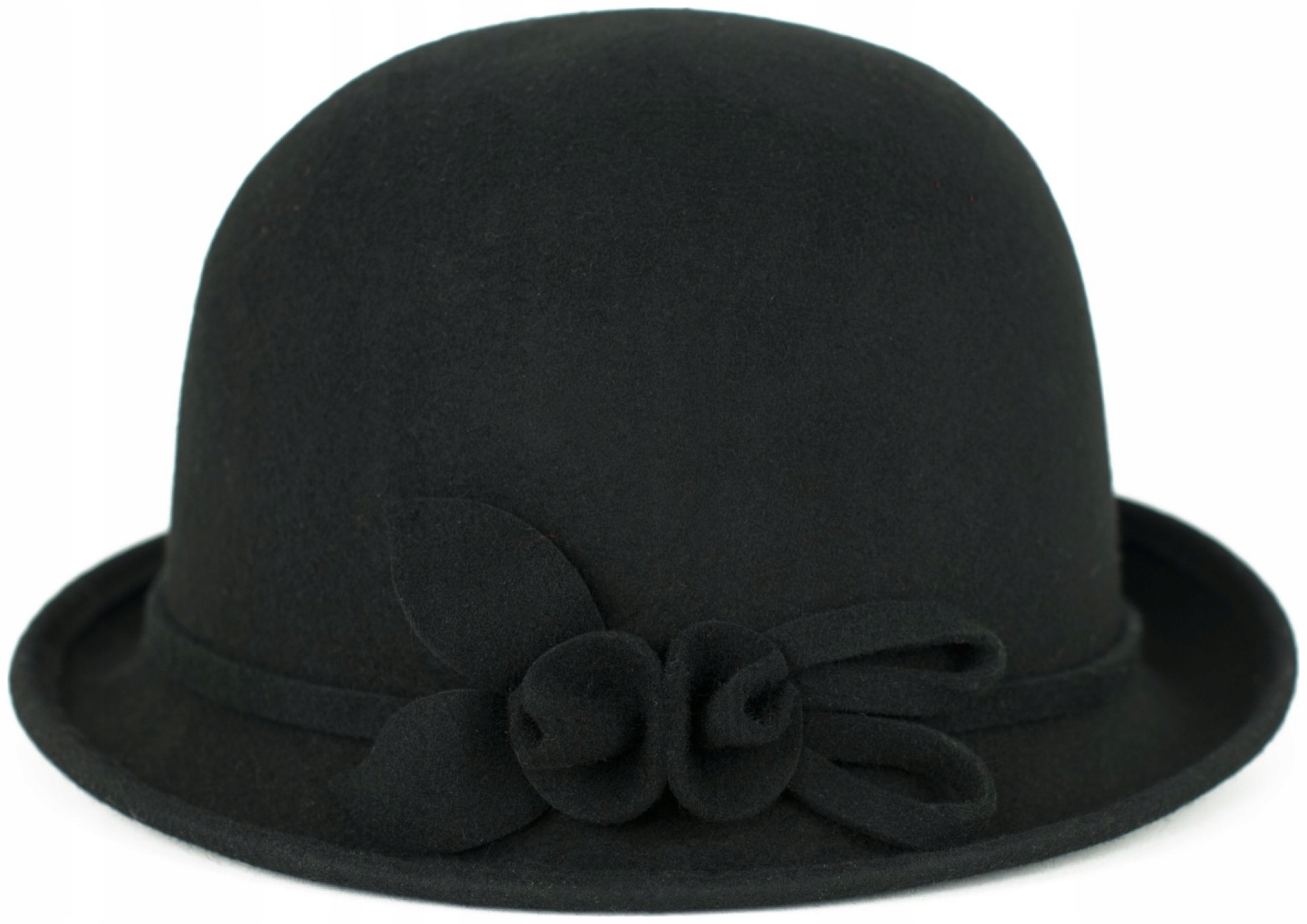 Polský plstěný dámský klobouk Leokadia elegantní, černá vlna