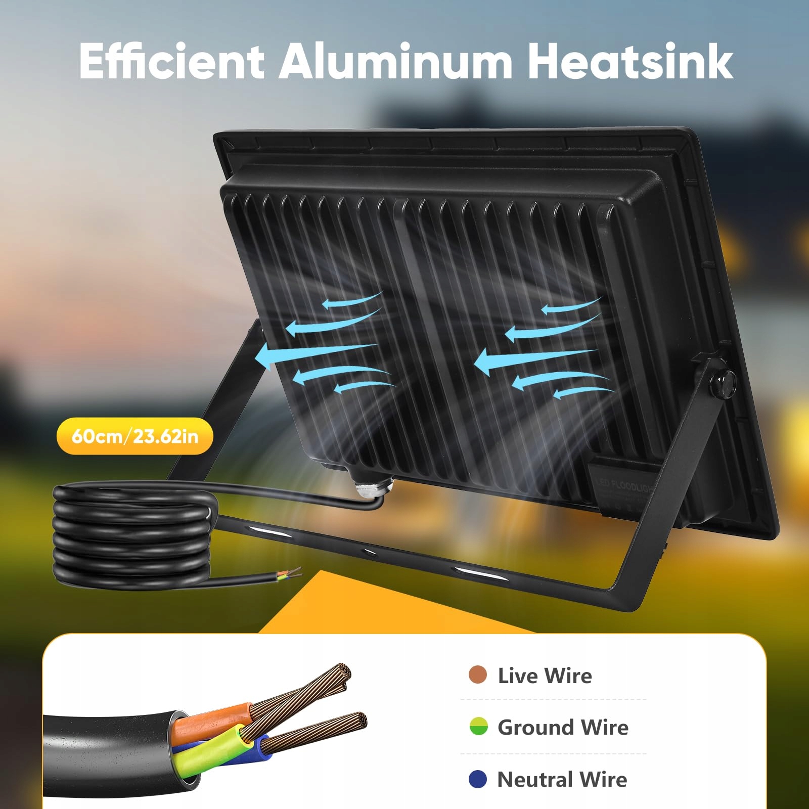 LED STRAHLER ZEWNĘTRZNY 300W IP67 WODOODPORNY 30000LM 7000K — miniatura 5