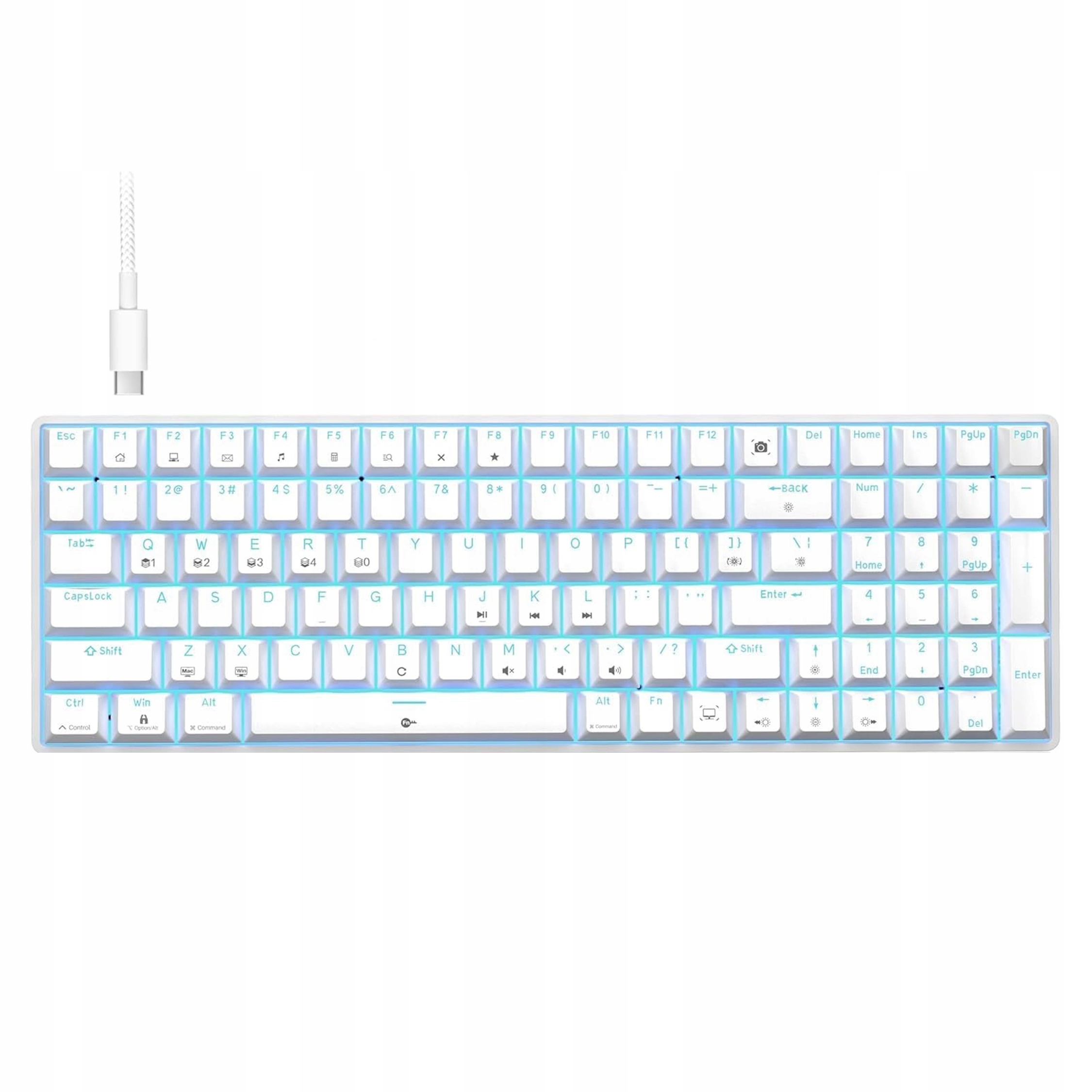 Mechanická klávesnice Tmkb T98SE bílá Usb podsvícená