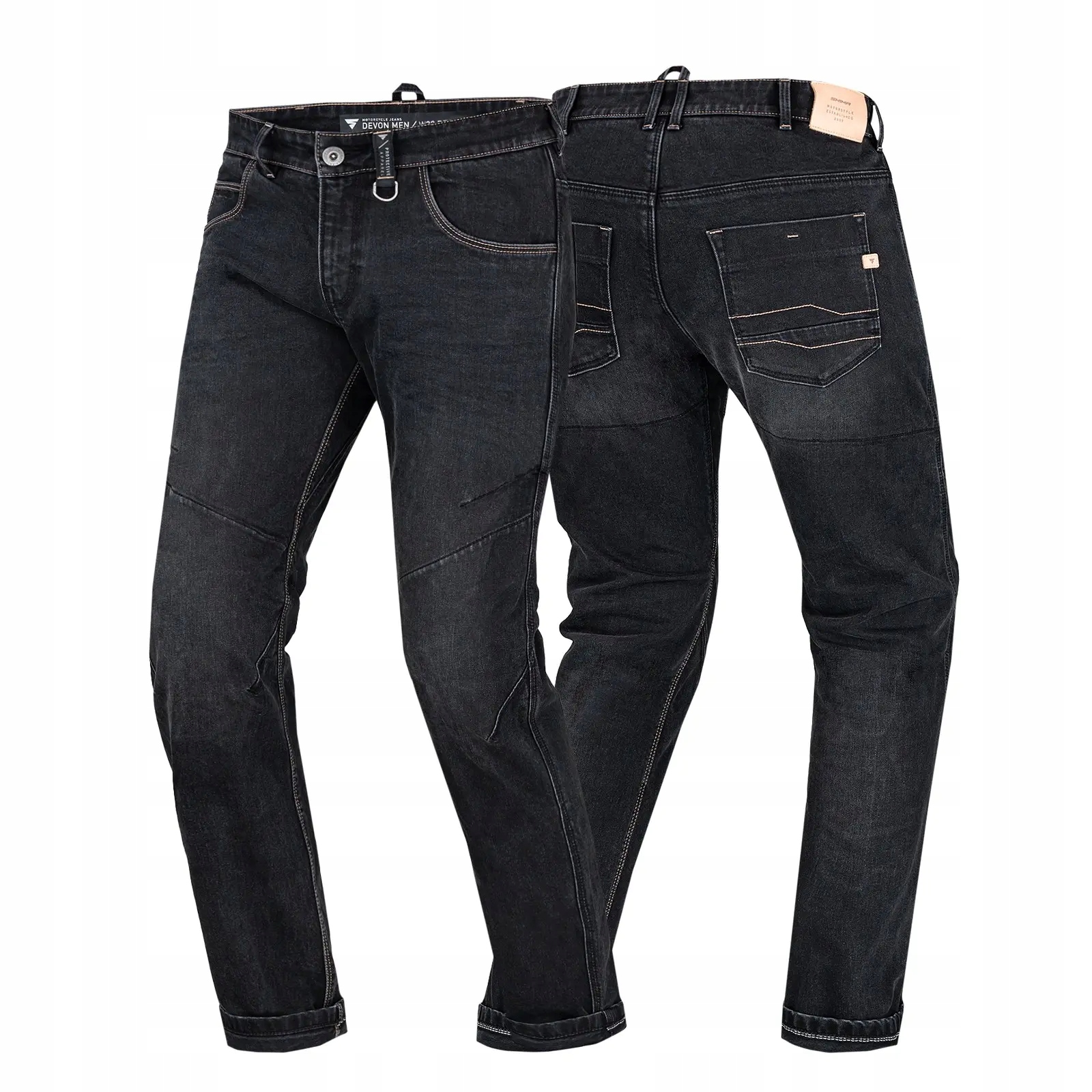 SHIMA SPODNIE JEANSY MOTOCYKLOWE Z OCHRANIACZAMI MĘSKIE DEVON MEN BLK 38L Rozmiar 38/34