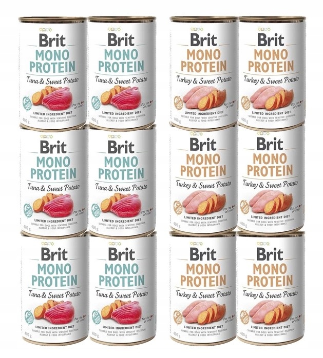 Levně Brit Mono Protein Vlhké krmivo mix chutí 12x400g Sladké brambory