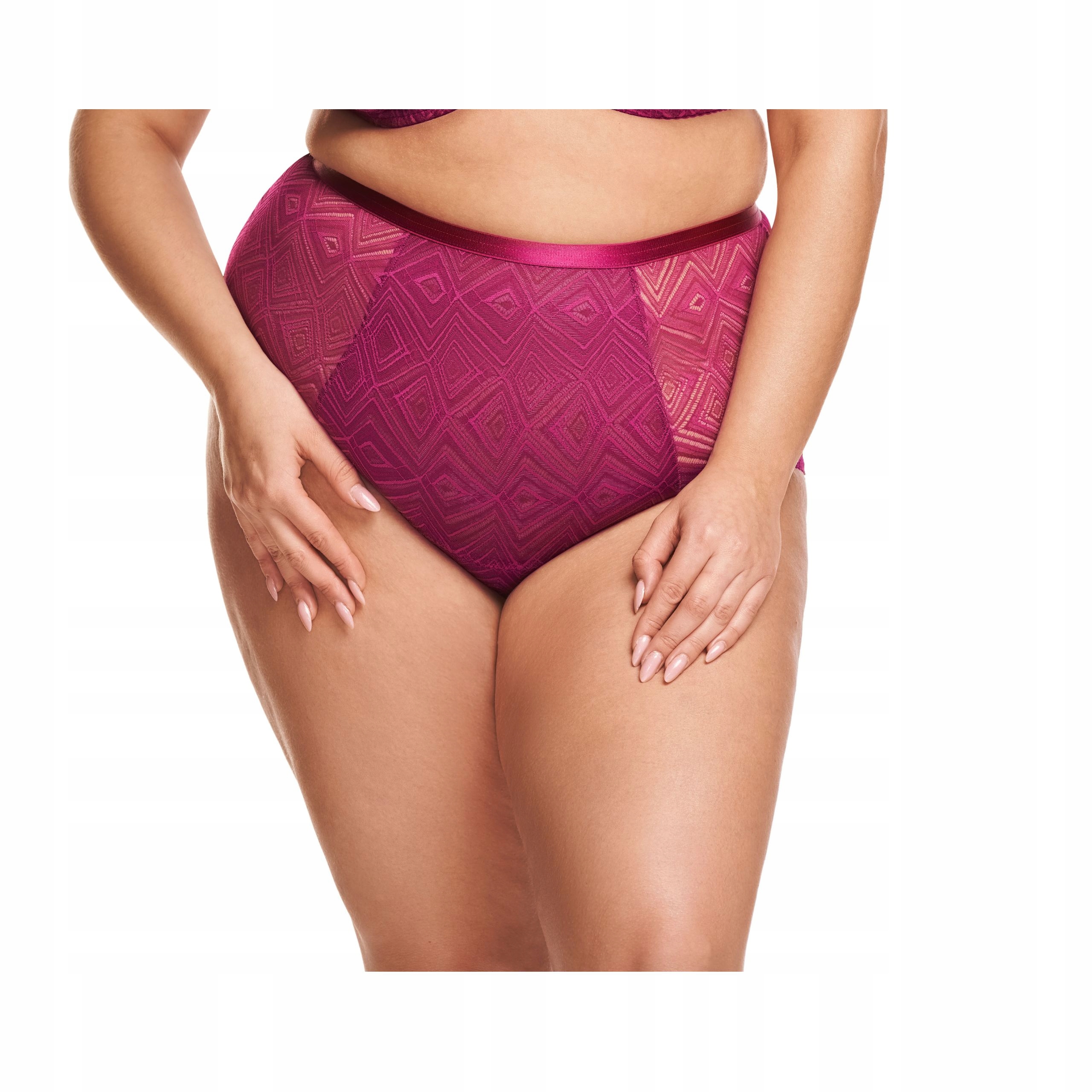 Kalhotky krajkové kalhotky M vysoký pas růžová fuchsiová krajková sexy Nessa