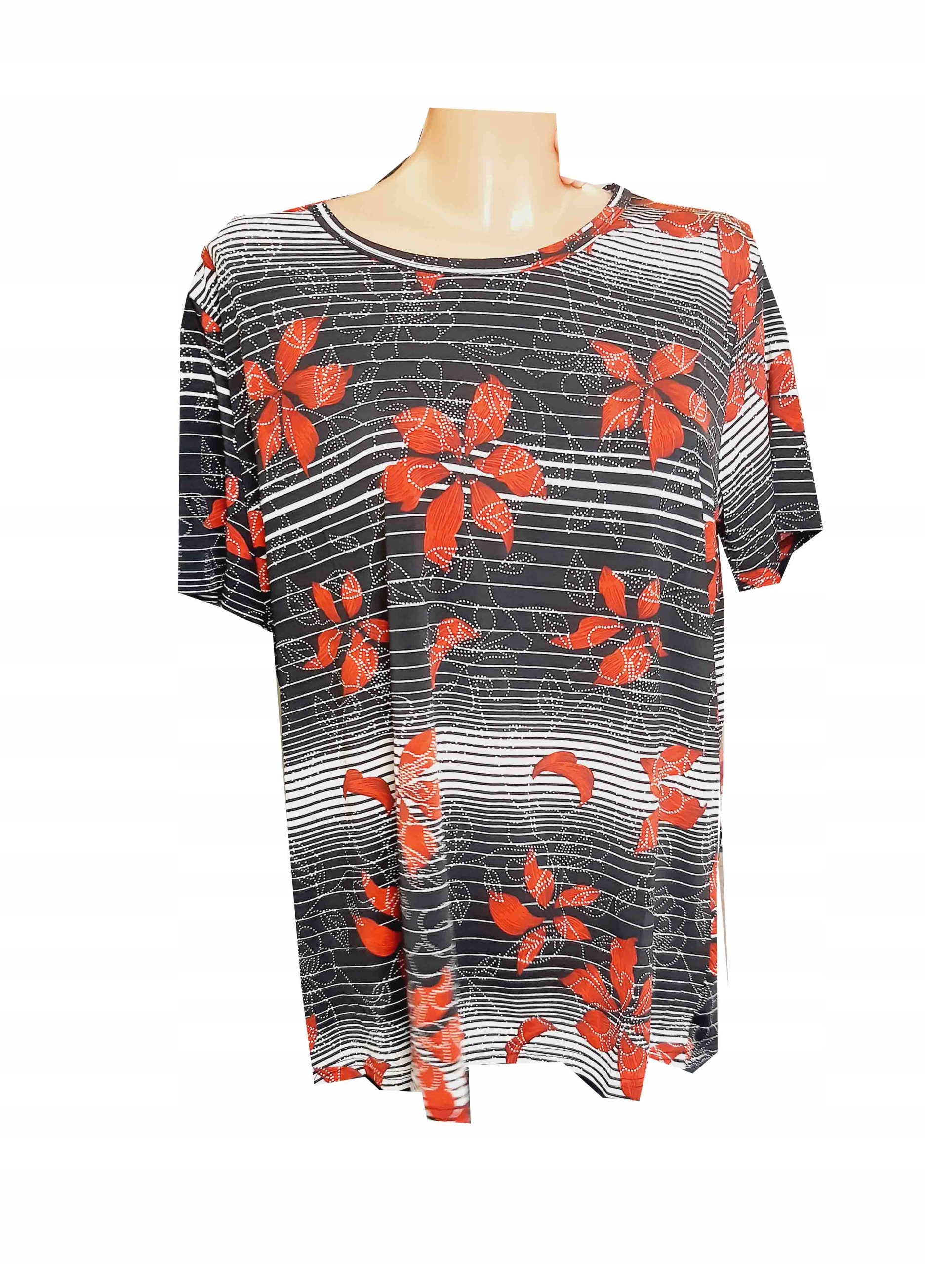 Bluzka KOSZULKA wygodna kobieca kwiaty XL/XXL