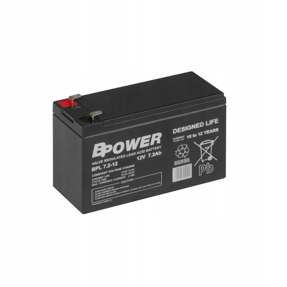 Bpower BPL7,2-12 7,2Ah 7Ah Agm 12V akumulator do alarmu Ups na 10-12lat
