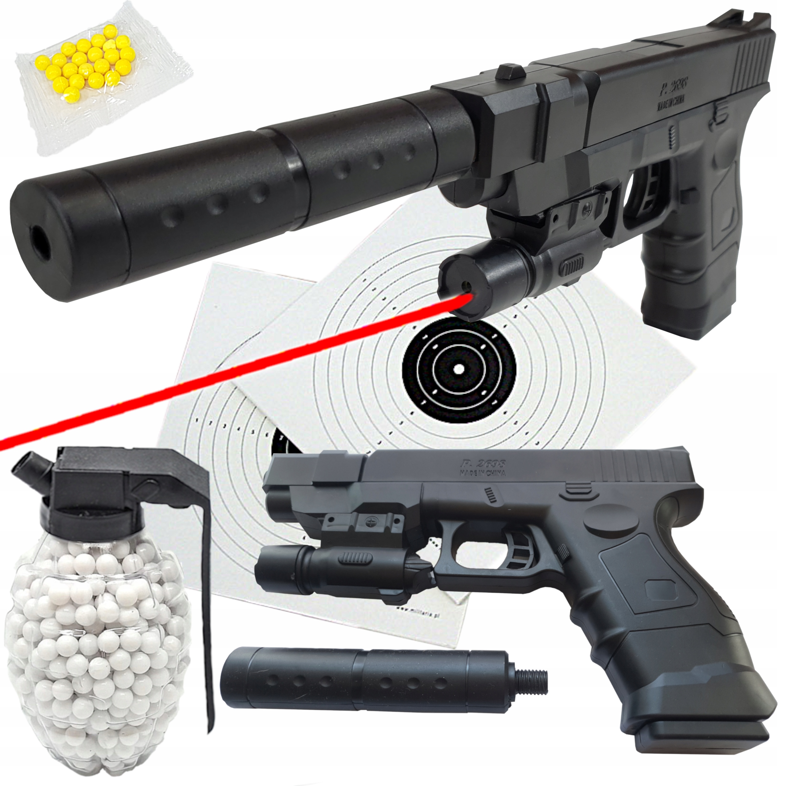 

Glock 18 Policyjny Pistolet Na Kulki, Laser+granat