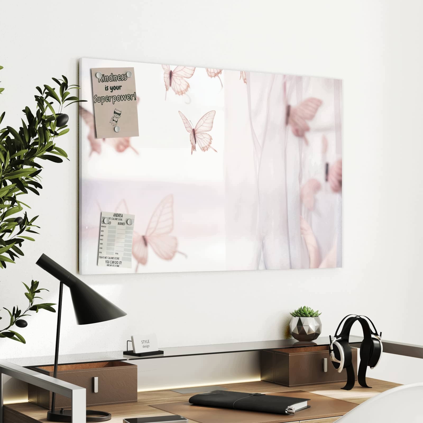 Magnetická tabule Motýli Závěs na 90 × 60 cm