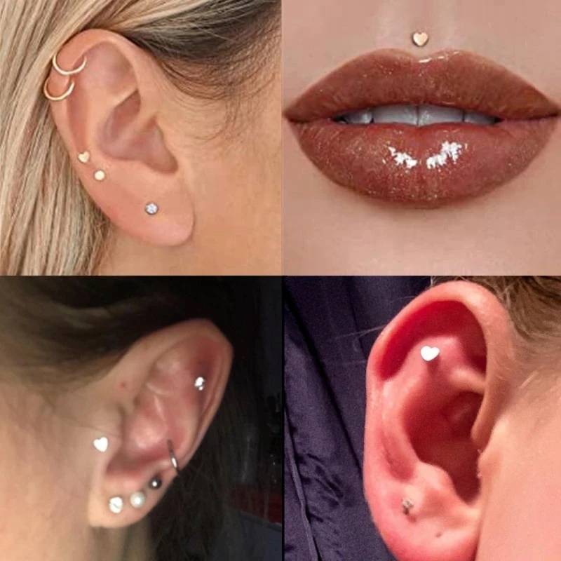 Piercing Labret en forma de corazón para el piezas, pendiente de estrella, Płeć kobieta