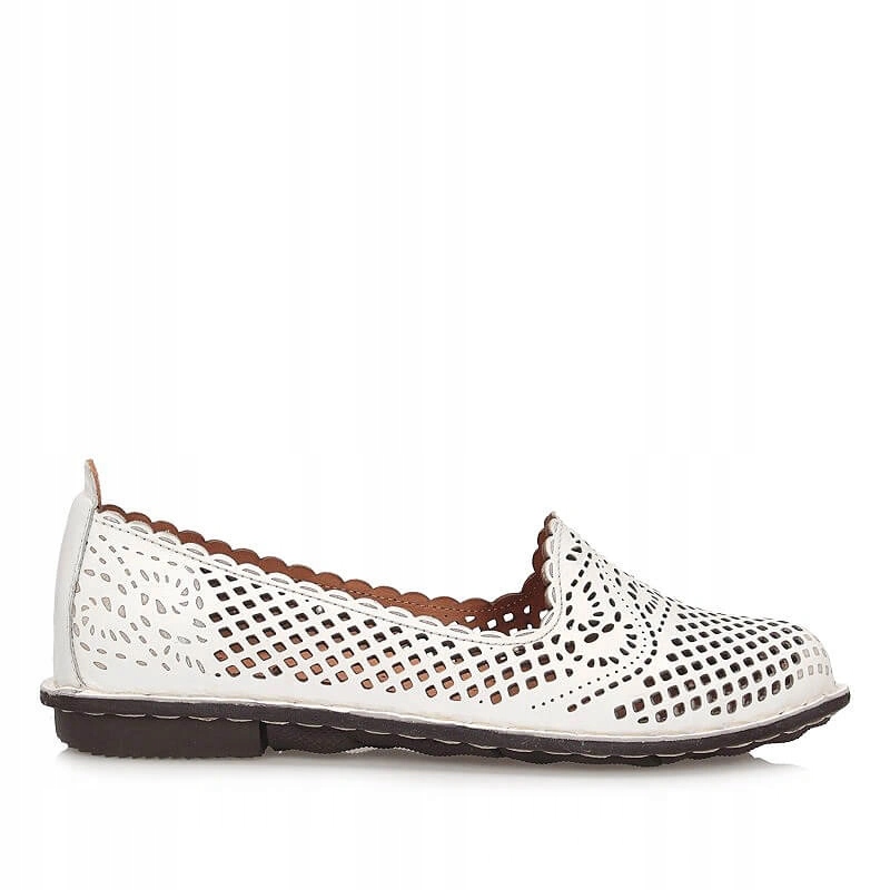 Dámské polobotky Comfortable 830048-03 weiss bílé, ažurové, nazouvací, kožené